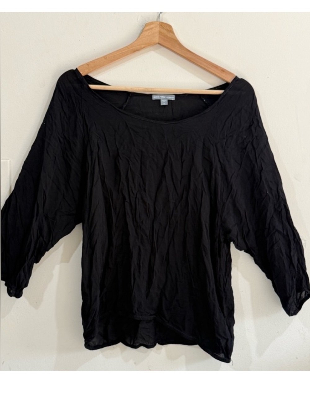 James Perse Black Scoop Neck Lightweight Tunic